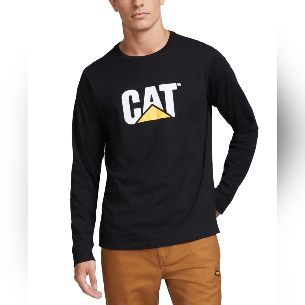 CAT Mens Crew Neck Long Sleeve T-Shirt, Large, Black - Picture 1 of 3